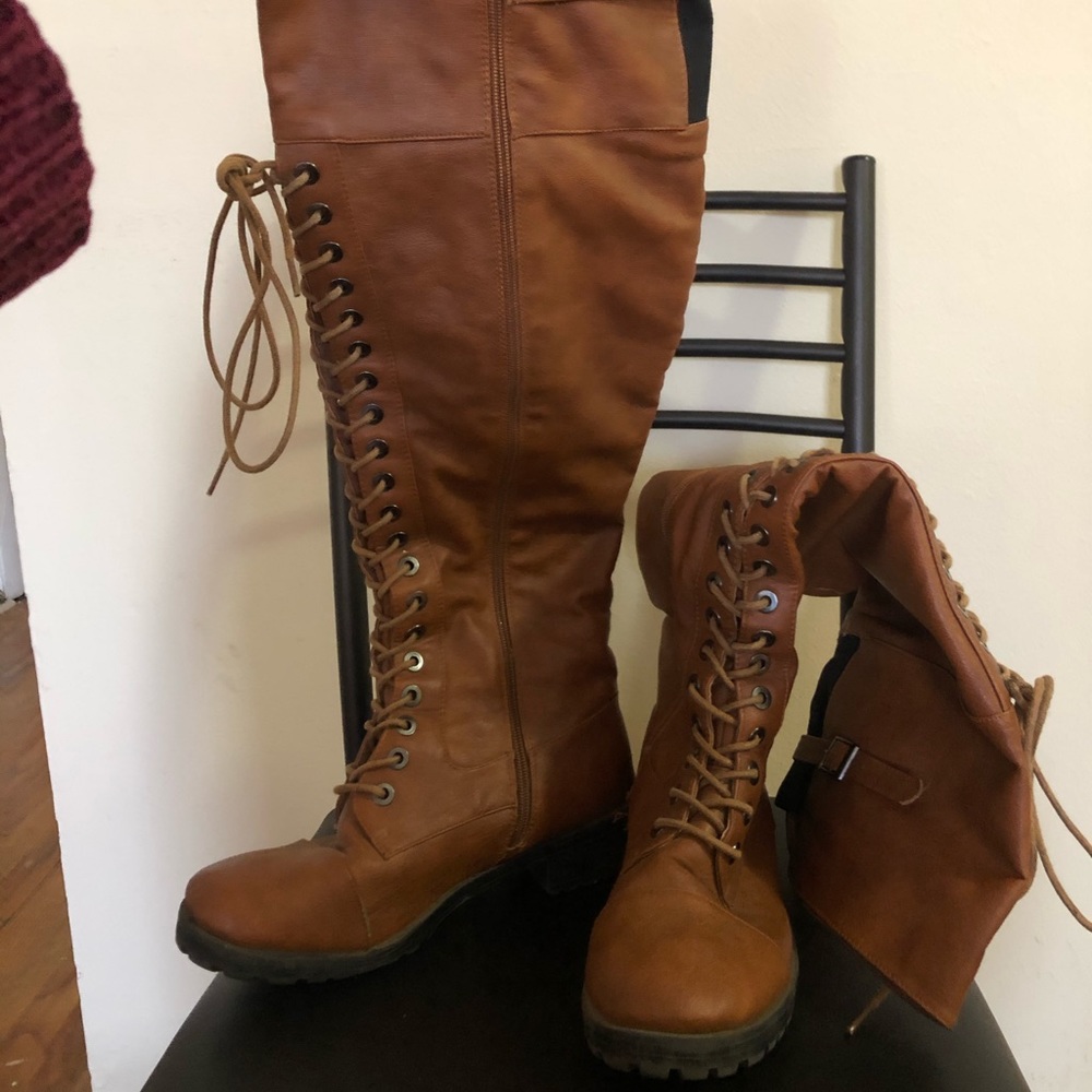 Over-the-knee, lace-up Boots
